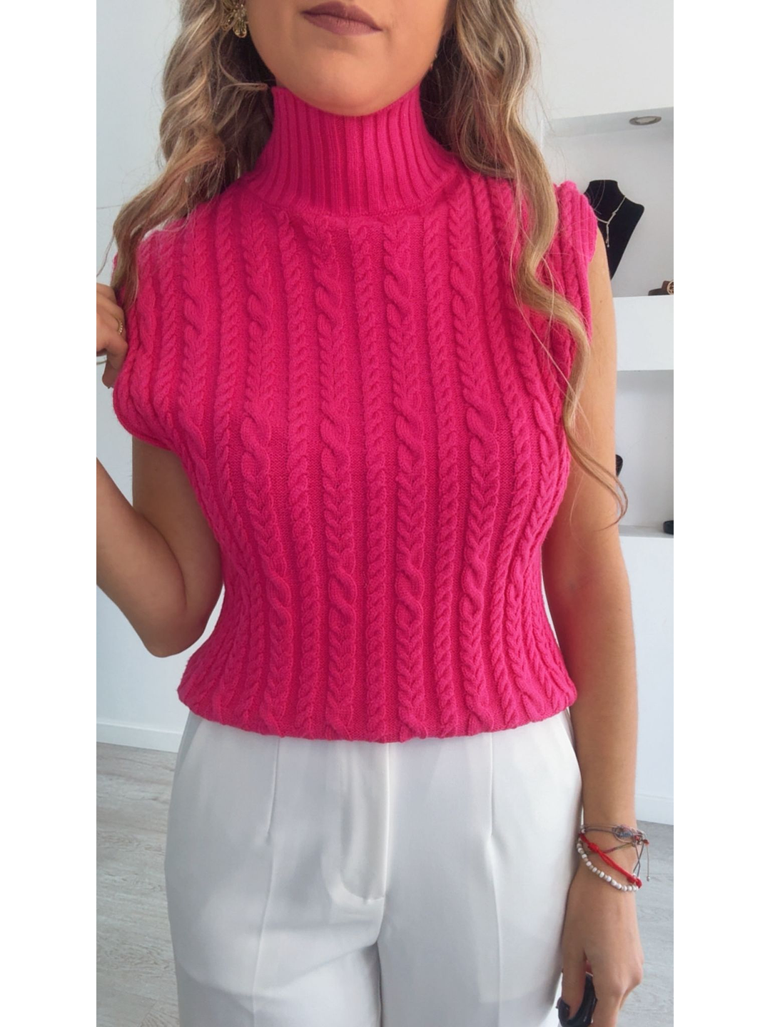 Colete em malha com tranças 5