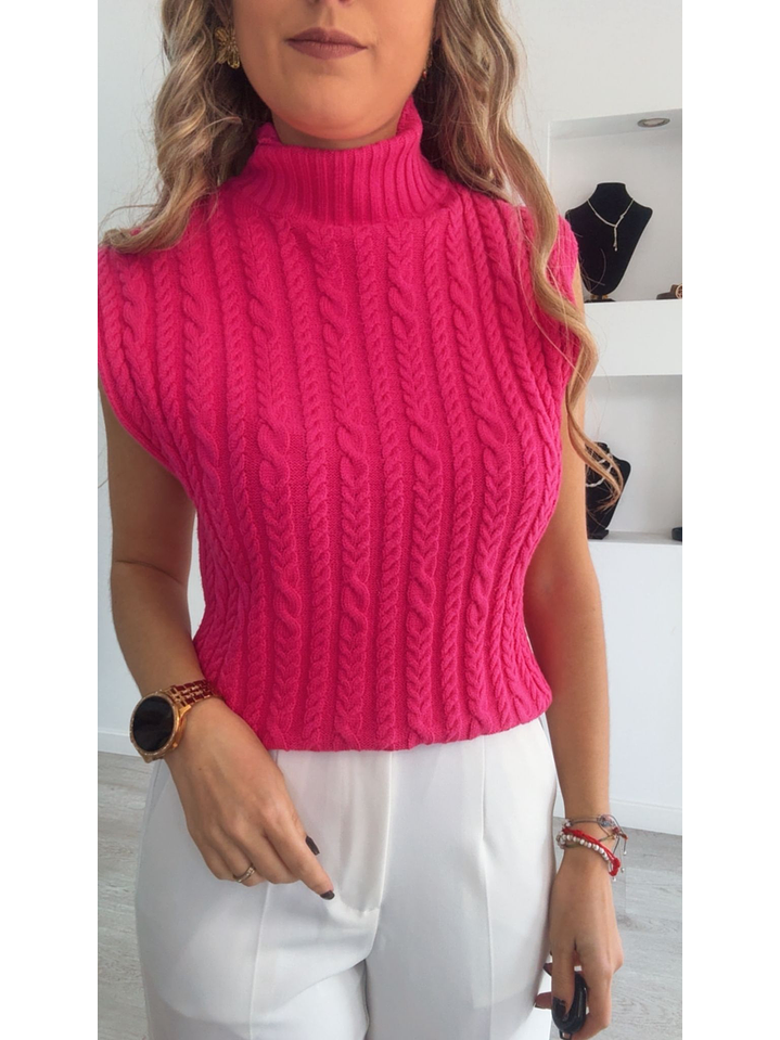 Colete em malha com tranças 4