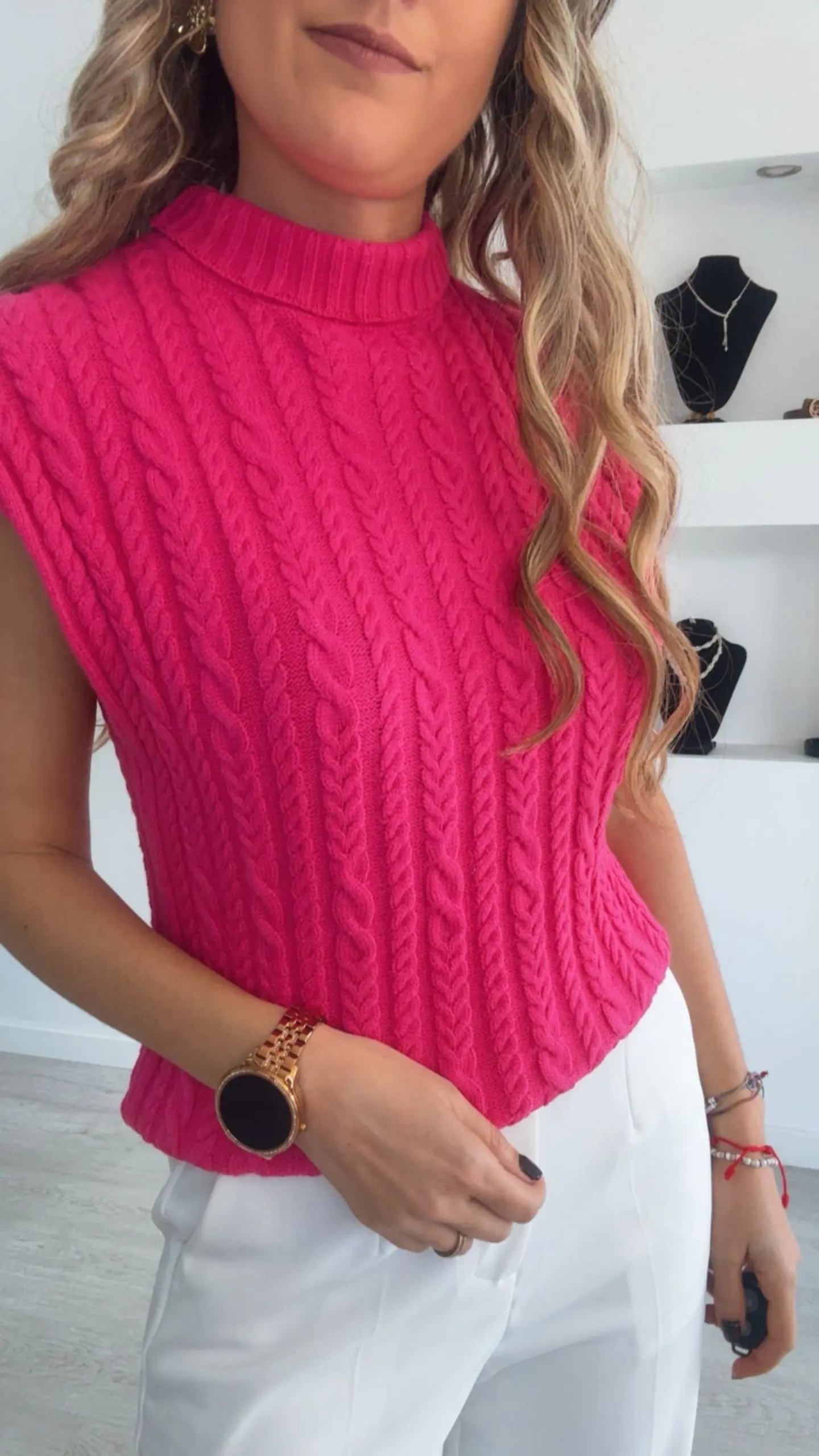 Colete em malha com tranças 6