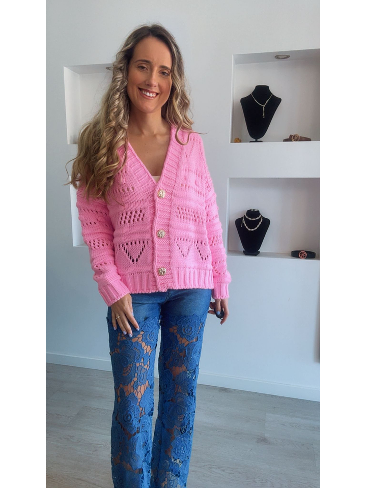 Casaco de malha com botões dourados - TU 7