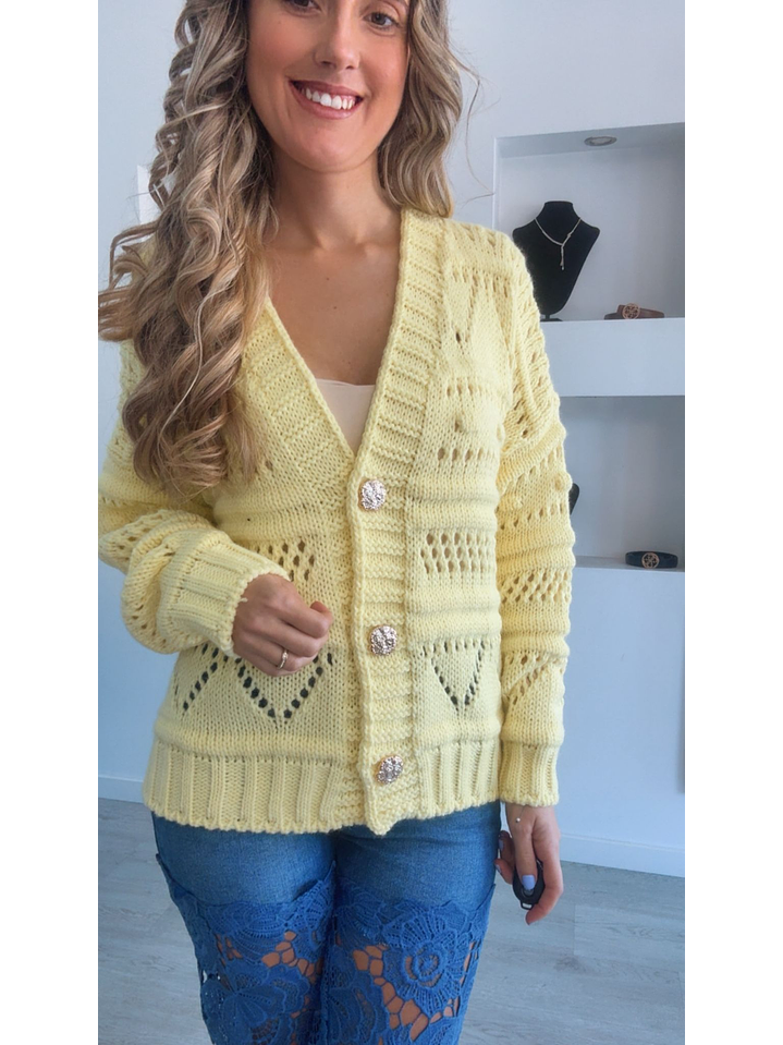 Casaco de malha com botões dourados - TU 3