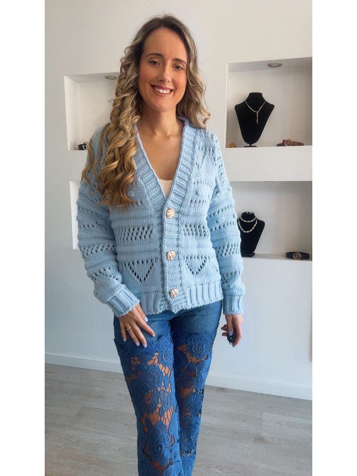 Casaco de malha com botões dourados - TU 8