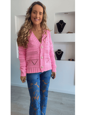 Casaco de malha com botões dourados - TU