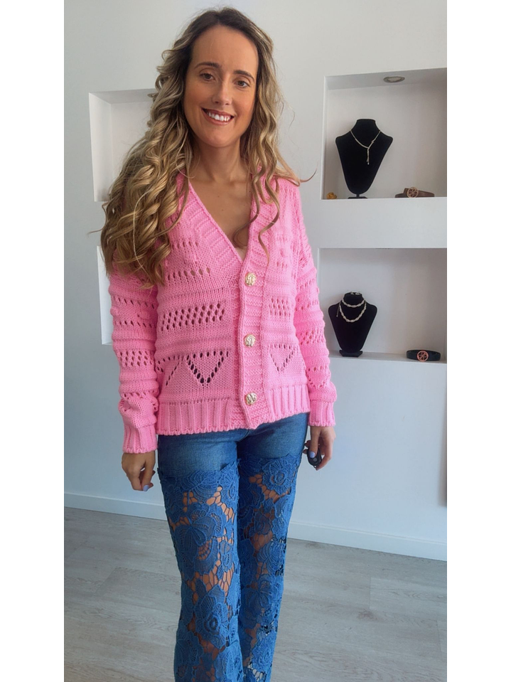 Casaco de malha com botões dourados - TU 5