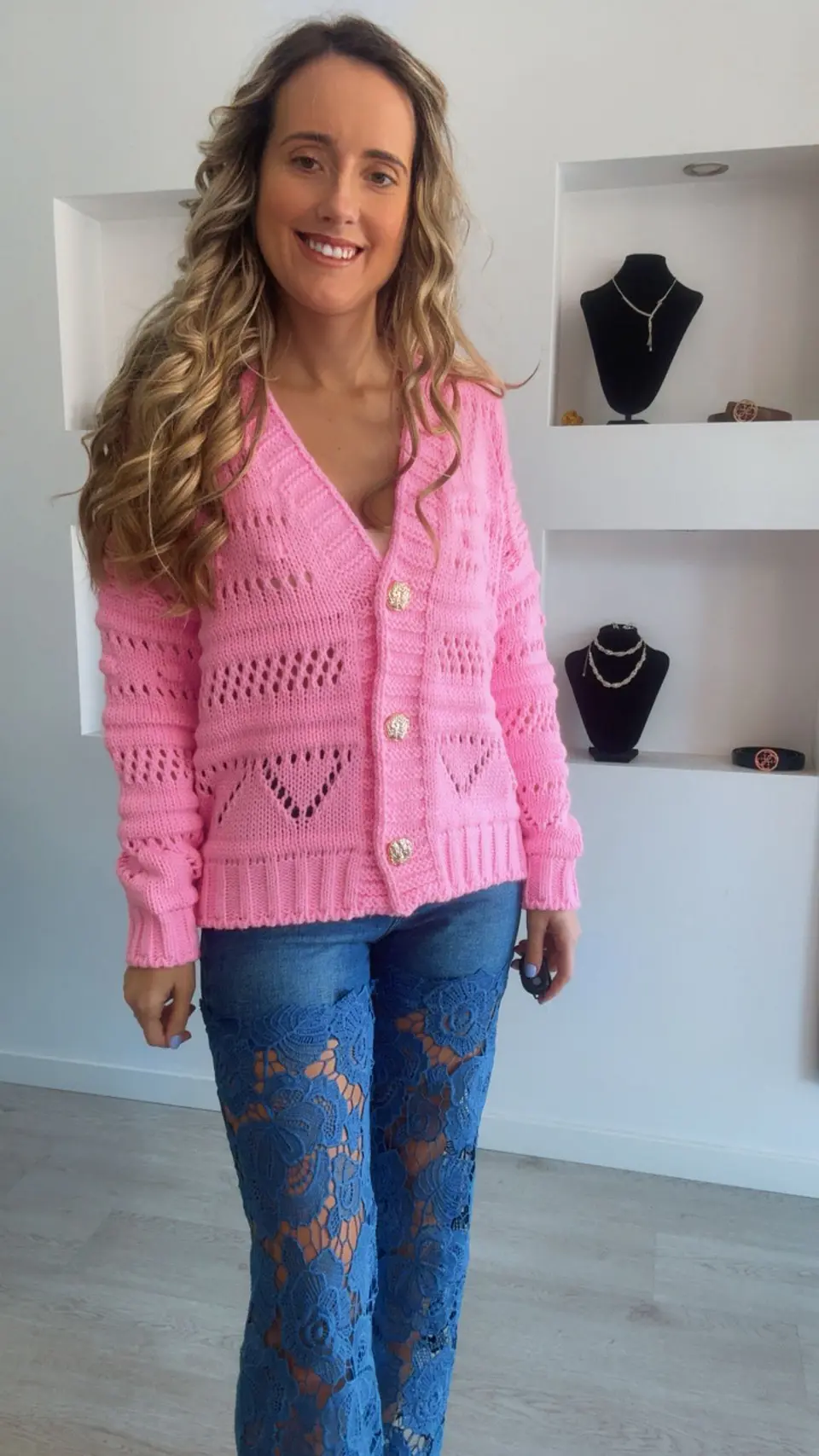 Casaco de malha com botões dourados - TU 1