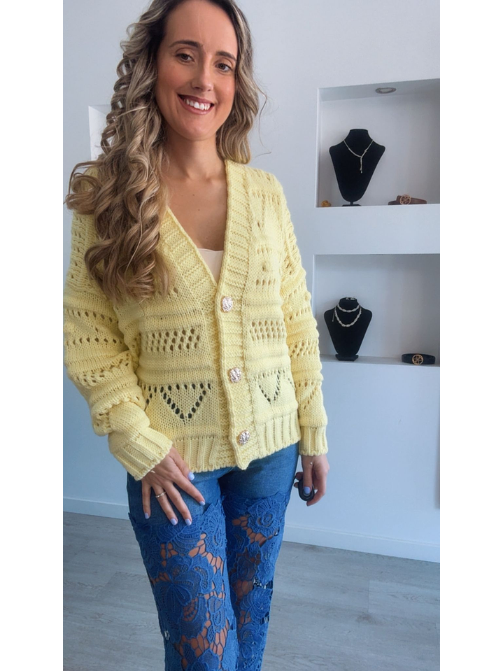 Casaco de malha com botões dourados - TU 2