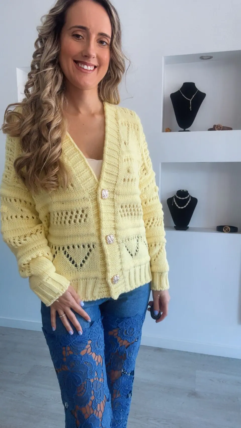 Casaco de malha com botões dourados - TU 5