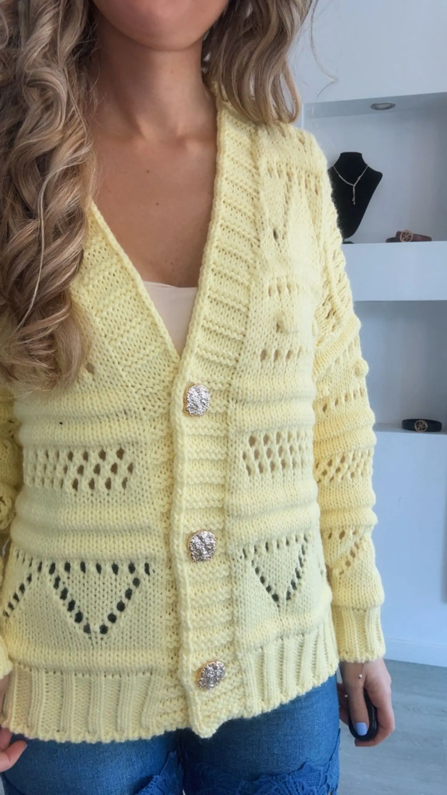 Casaco de malha com botões dourados - TU 7