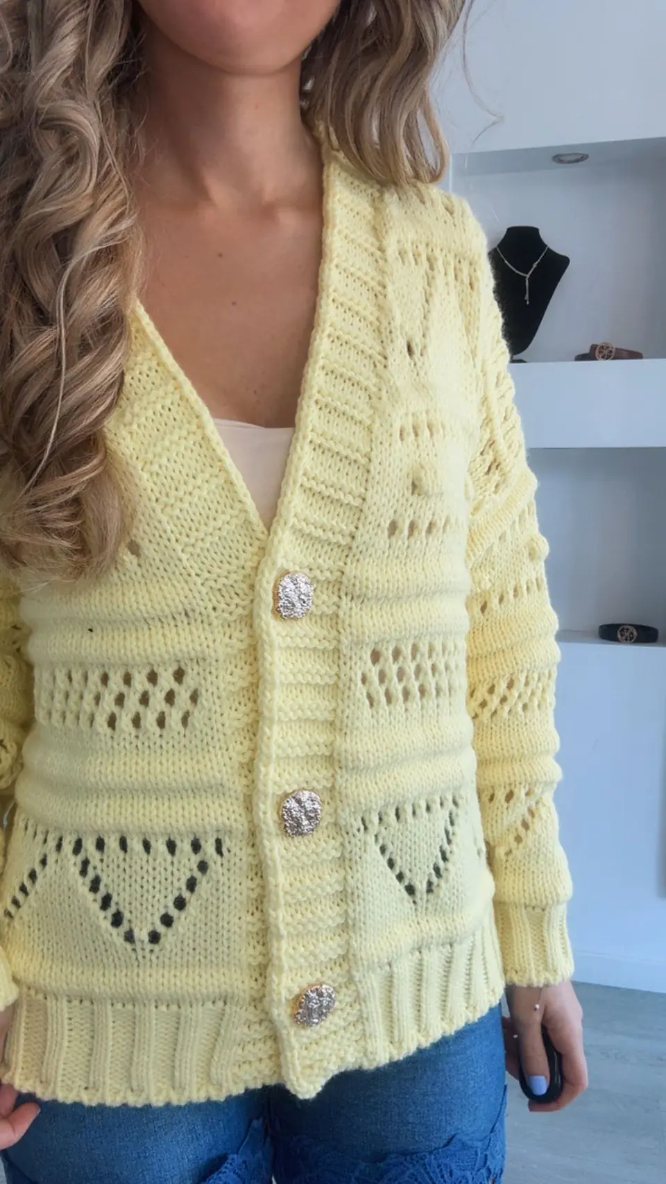 Casaco de malha com botões dourados - TU 7
