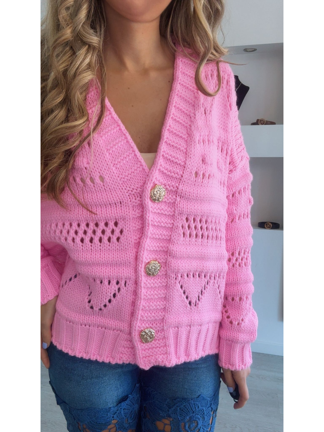 Casaco de malha com botões dourados - TU 6