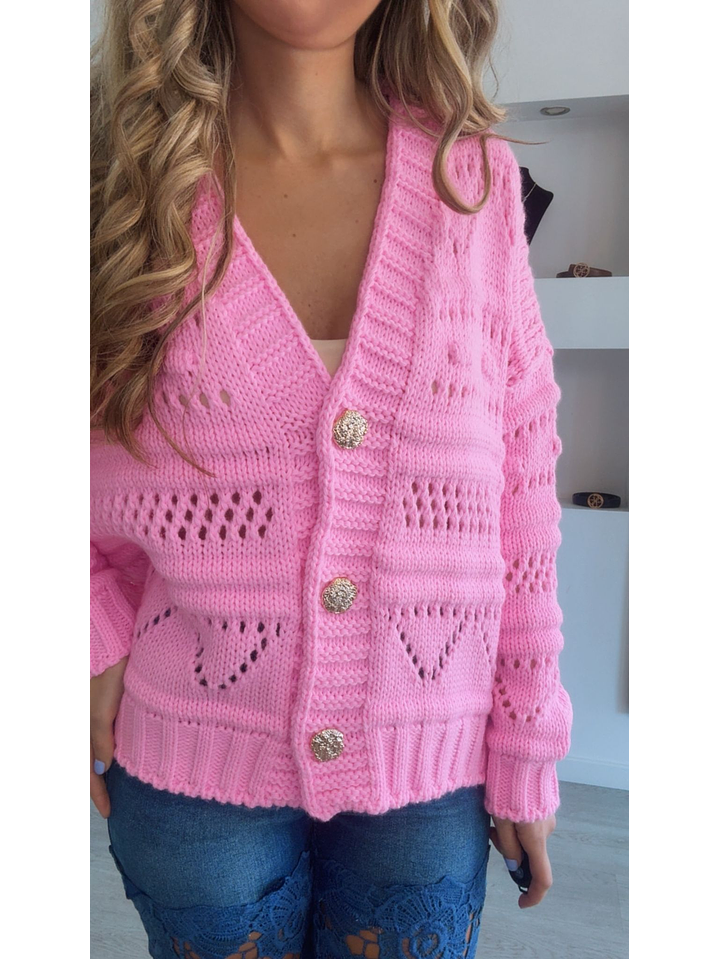 Casaco de malha com botões dourados - TU 6