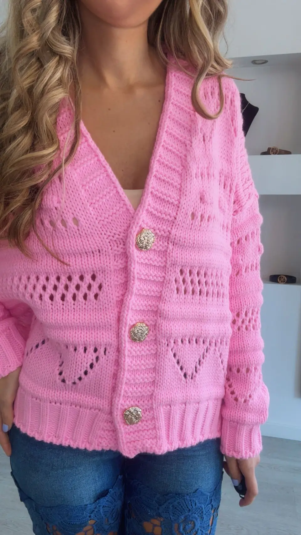 Casaco de malha com botões dourados - TU 2