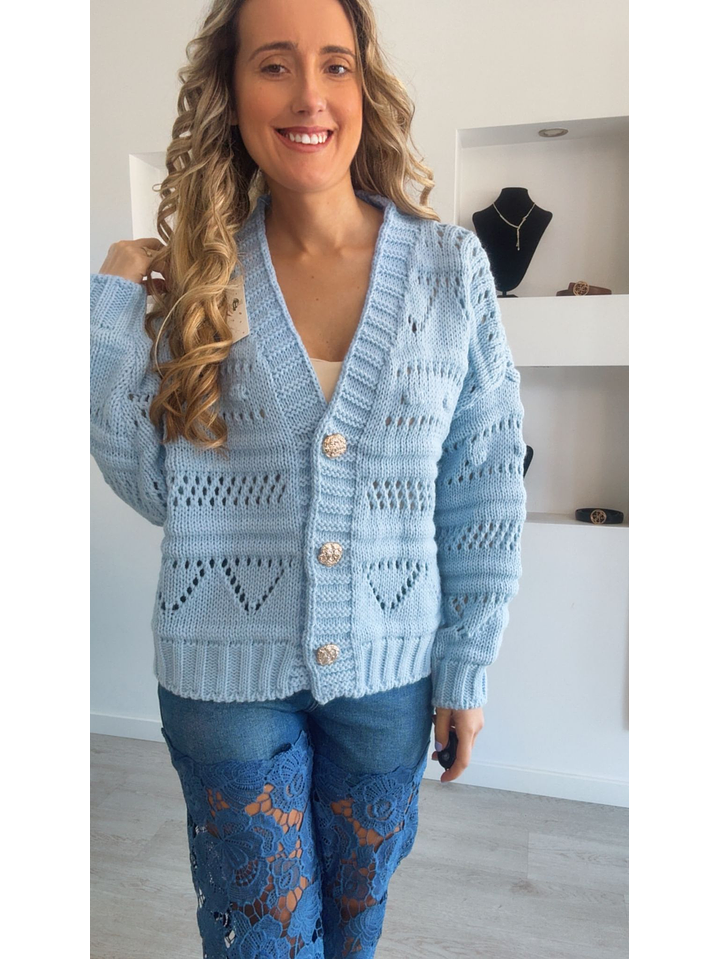 Casaco de malha com botões dourados - TU 10