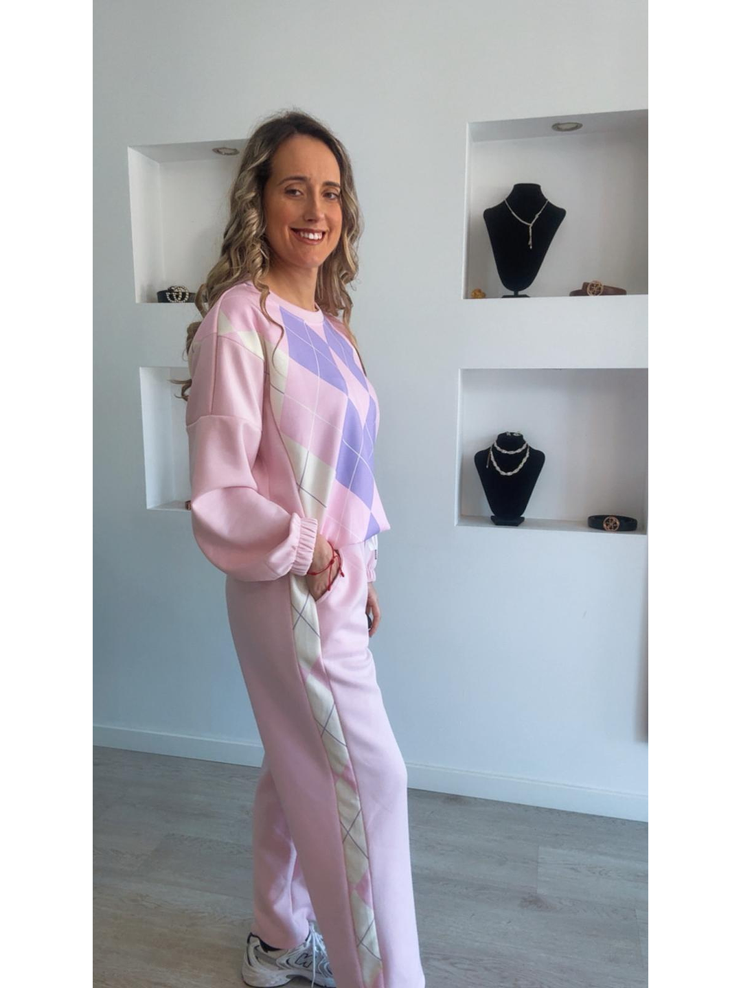 Fato de treino losangos com elástico na cinta - TU 2