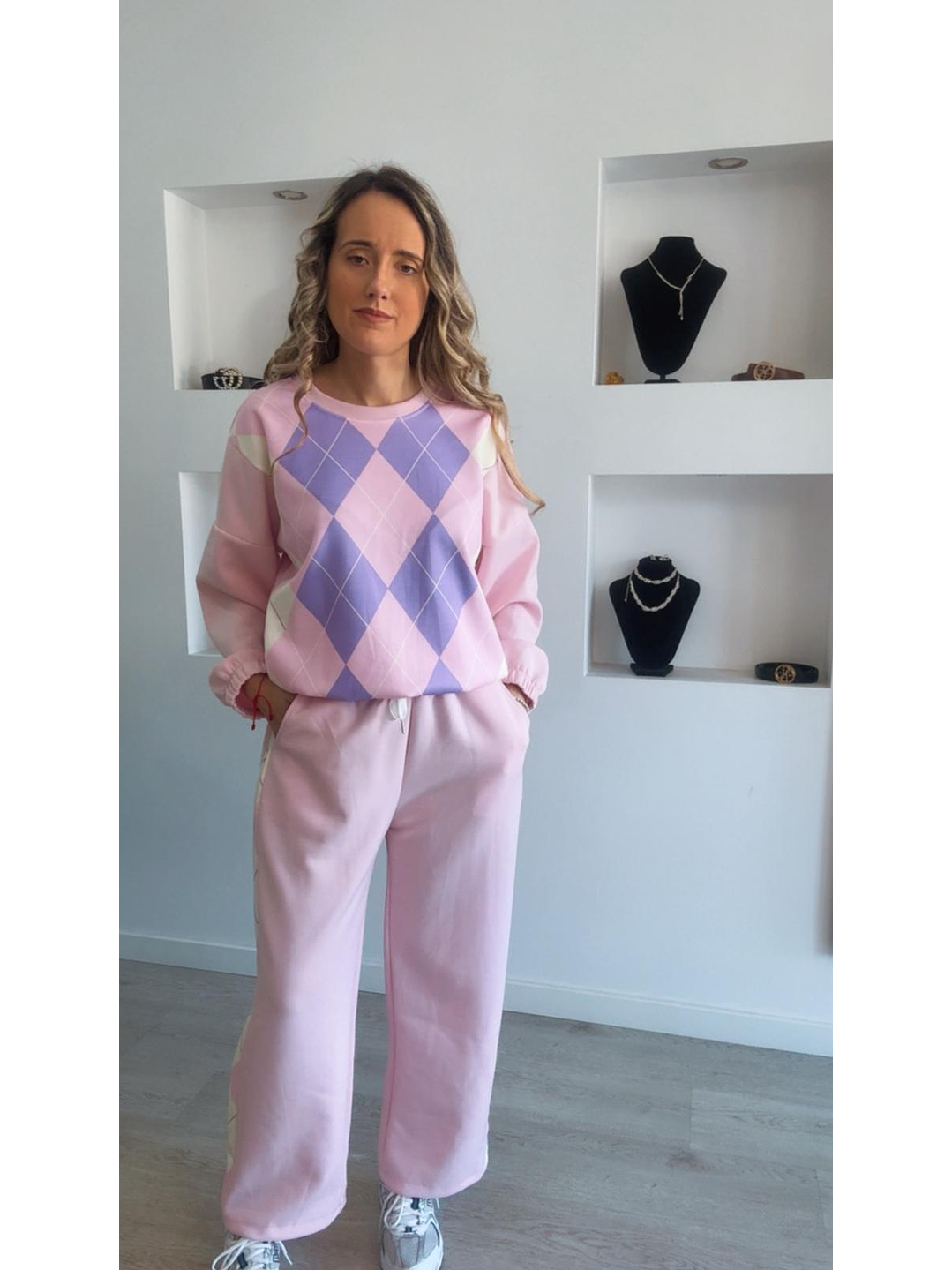 Fato de treino losangos com elástico na cinta - TU 3