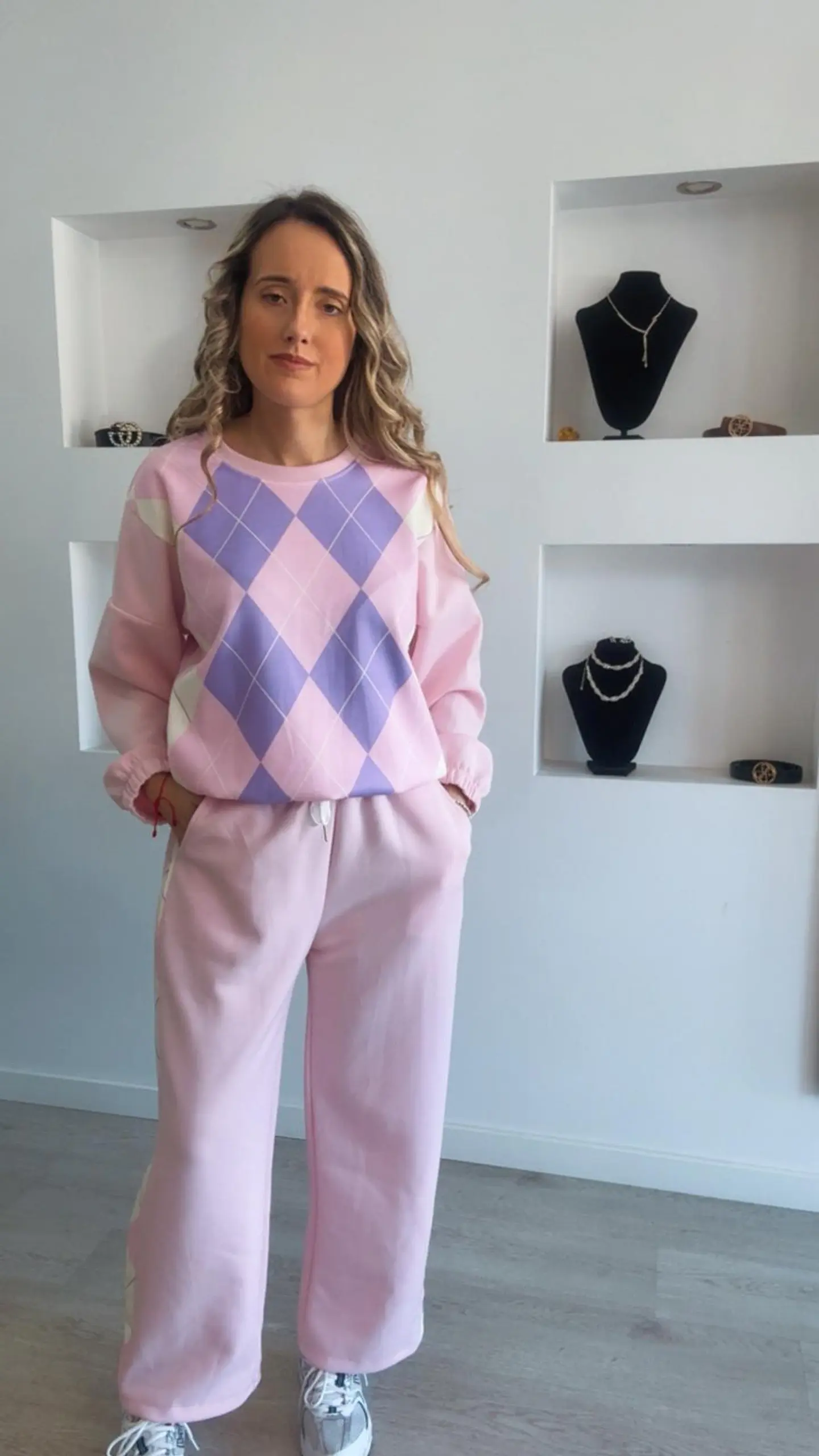 Fato de treino losangos com elástico na cinta - TU 3