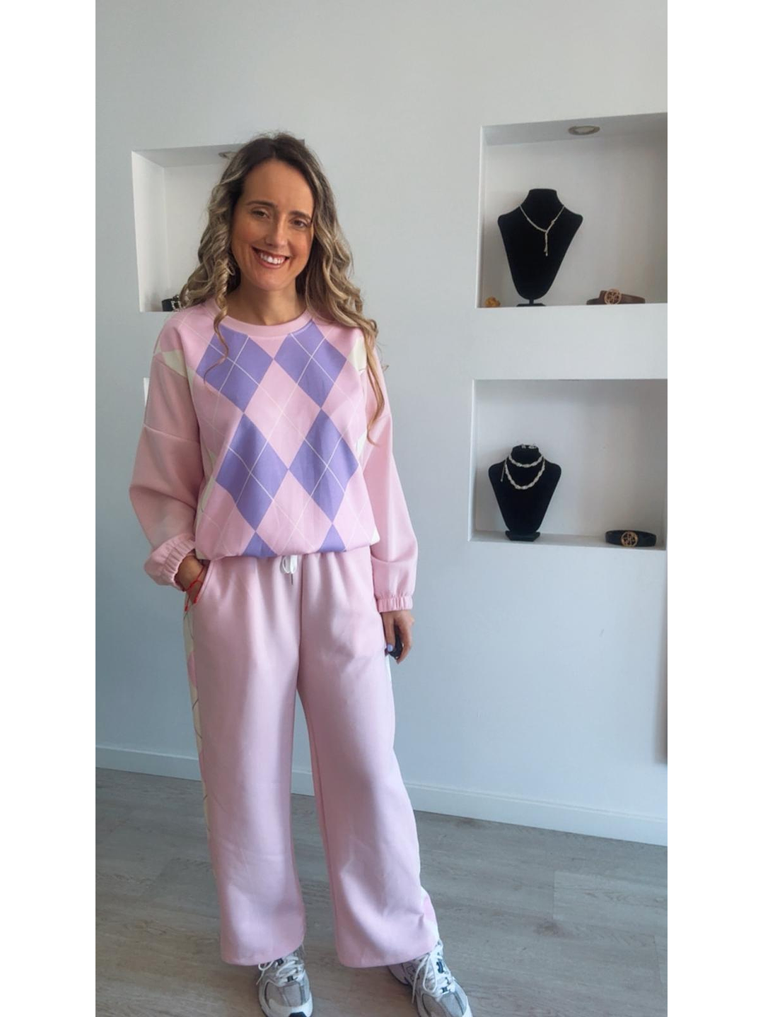 Fato de treino losangos com elástico na cinta - TU 5