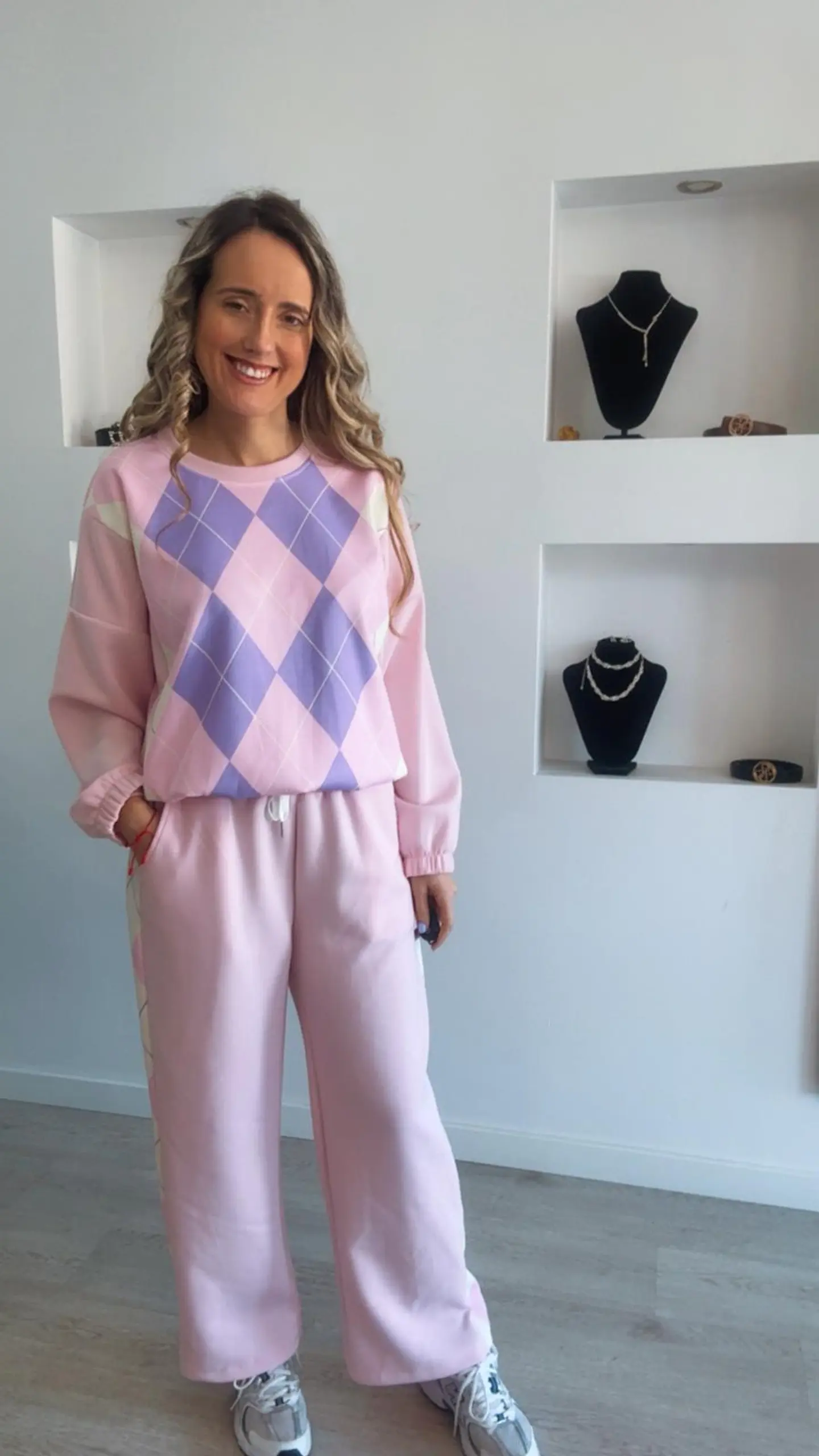 Fato de treino losangos com elástico na cinta - TU 5