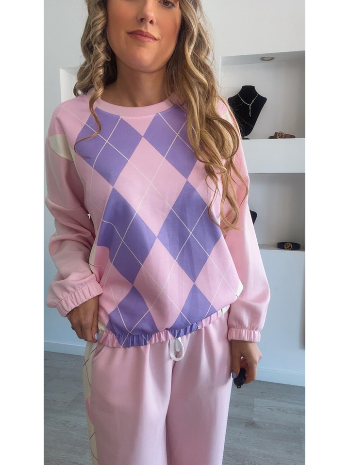 Fato de treino losangos com elástico na cinta - TU 6