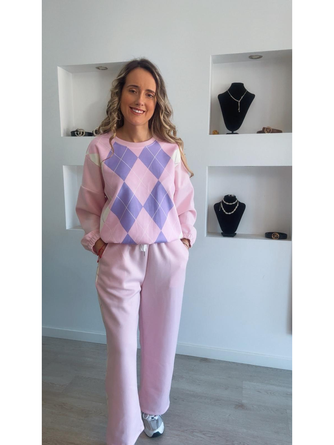 Fato de treino losangos com elástico na cinta - TU 1