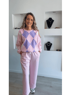 Fato de treino losangos com elástico na cinta - TU