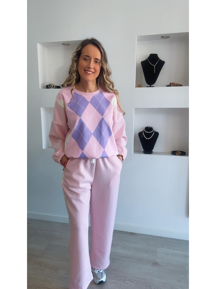 Fato de treino losangos com elástico na cinta - TU 1