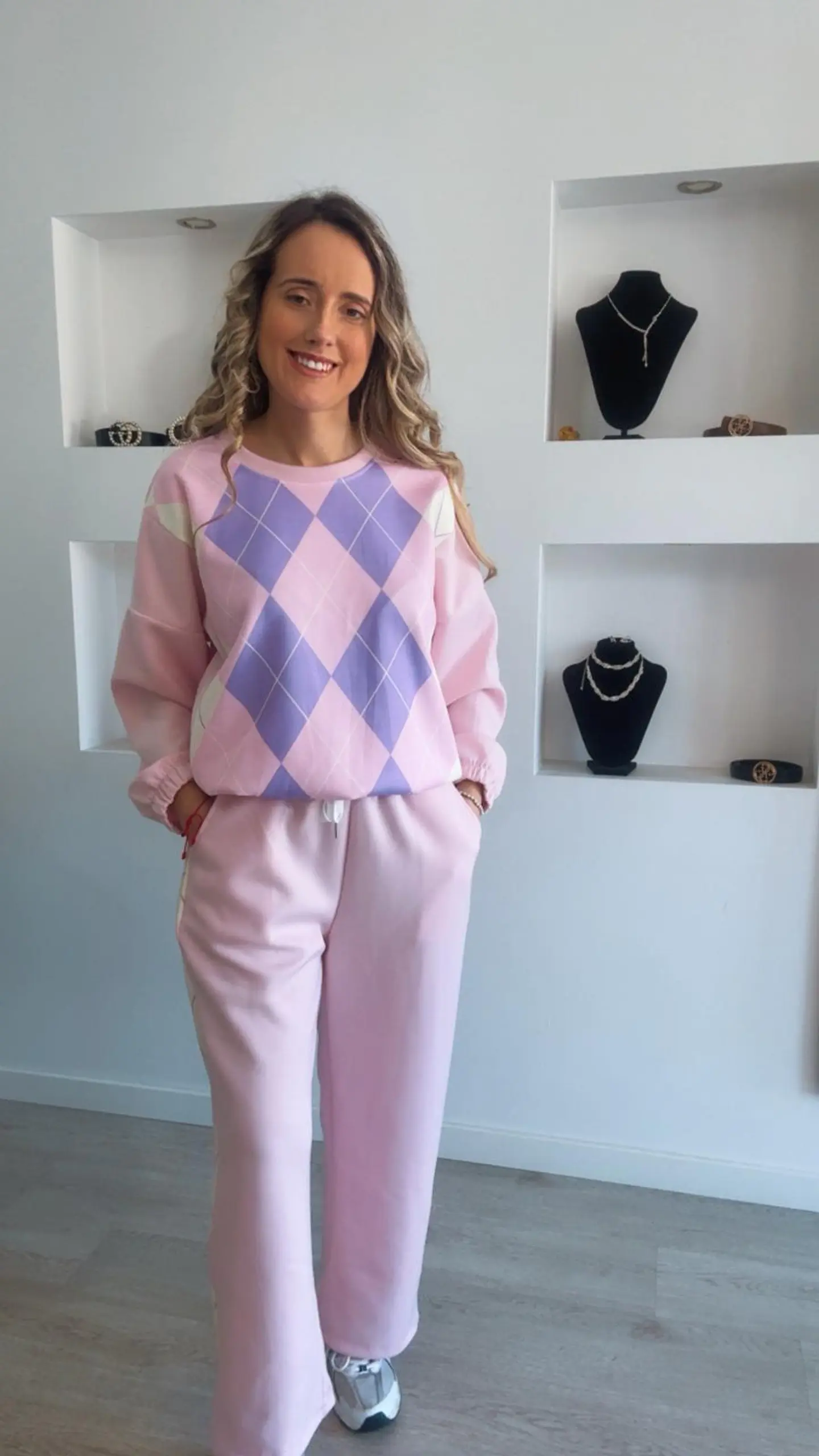 Fato de treino losangos com elástico na cinta - TU 1