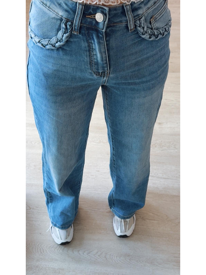 Calça de ganga com tranças nos bolsos 3