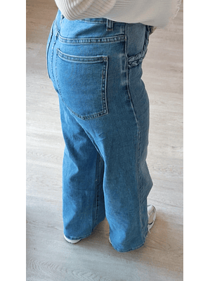 Calça de ganga com tranças nos bolsos