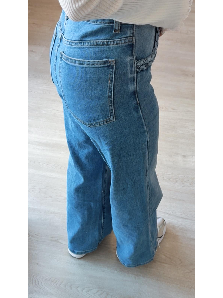 Calça de ganga com tranças nos bolsos 2