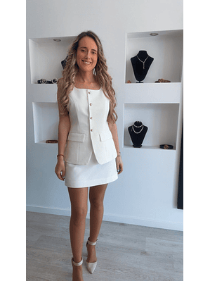 Vestido com efeito saia e colete