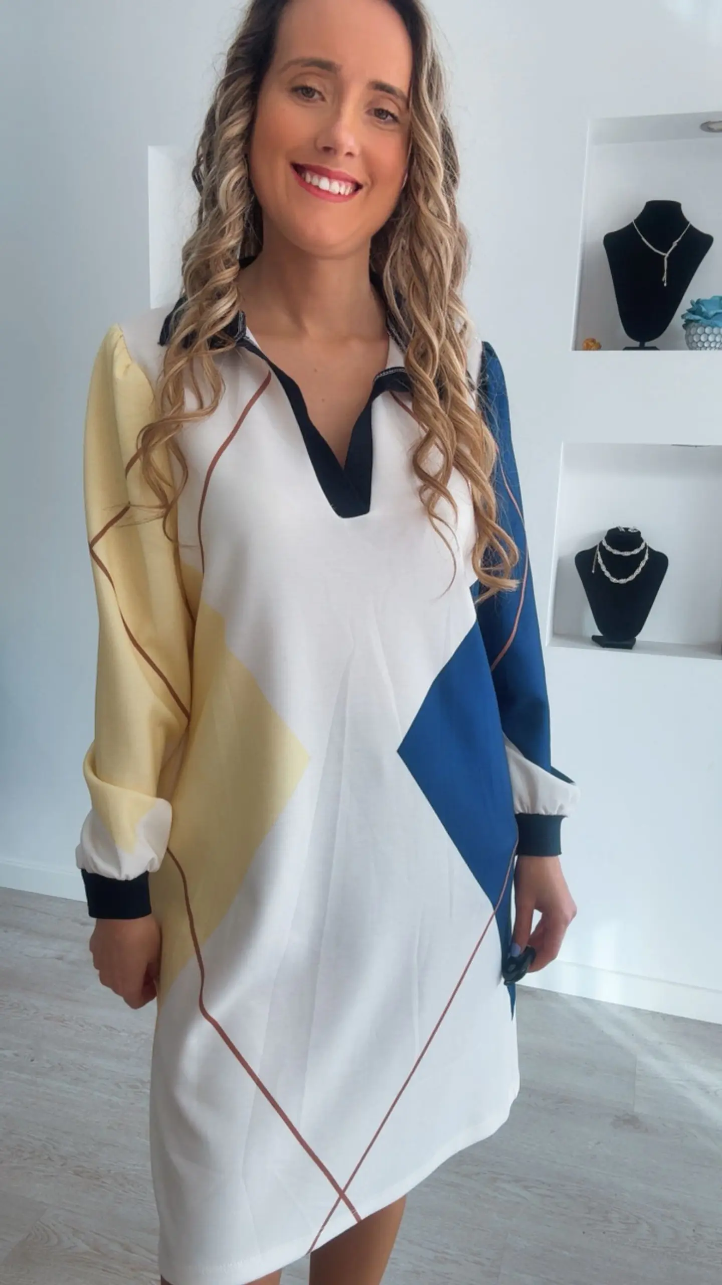 Vestido losangos com bolsos - TU 7