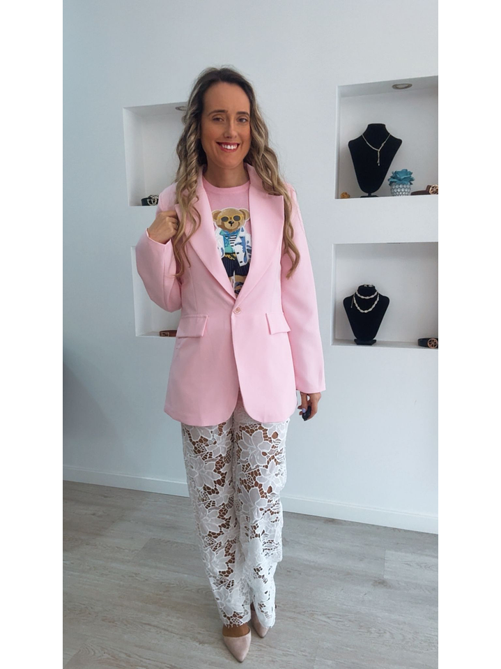 Calça com renda em flores 7