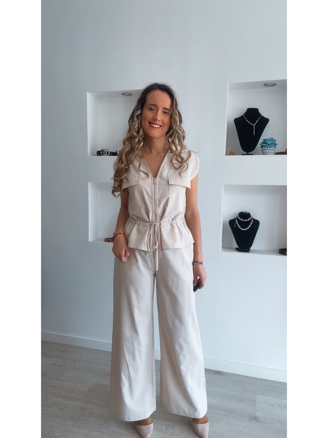 Conjunto em linho ajustável na cinta 6