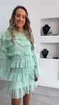 Vestido com folhos de manga comprida - Thumbnail 8