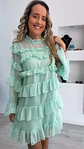 Vestido com folhos de manga comprida - Thumbnail 9