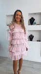 Vestido com folhos de manga comprida - Thumbnail 1