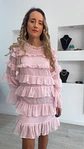 Vestido com folhos de manga comprida - Thumbnail 3
