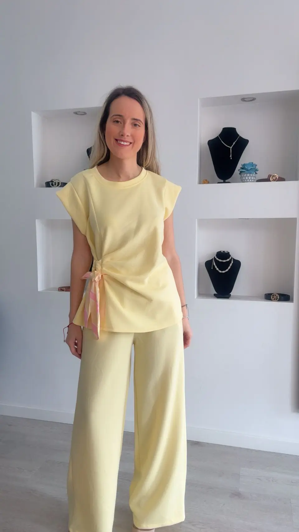 Conjunto túnica e calça com detalhe de laço em cetim - TU 8