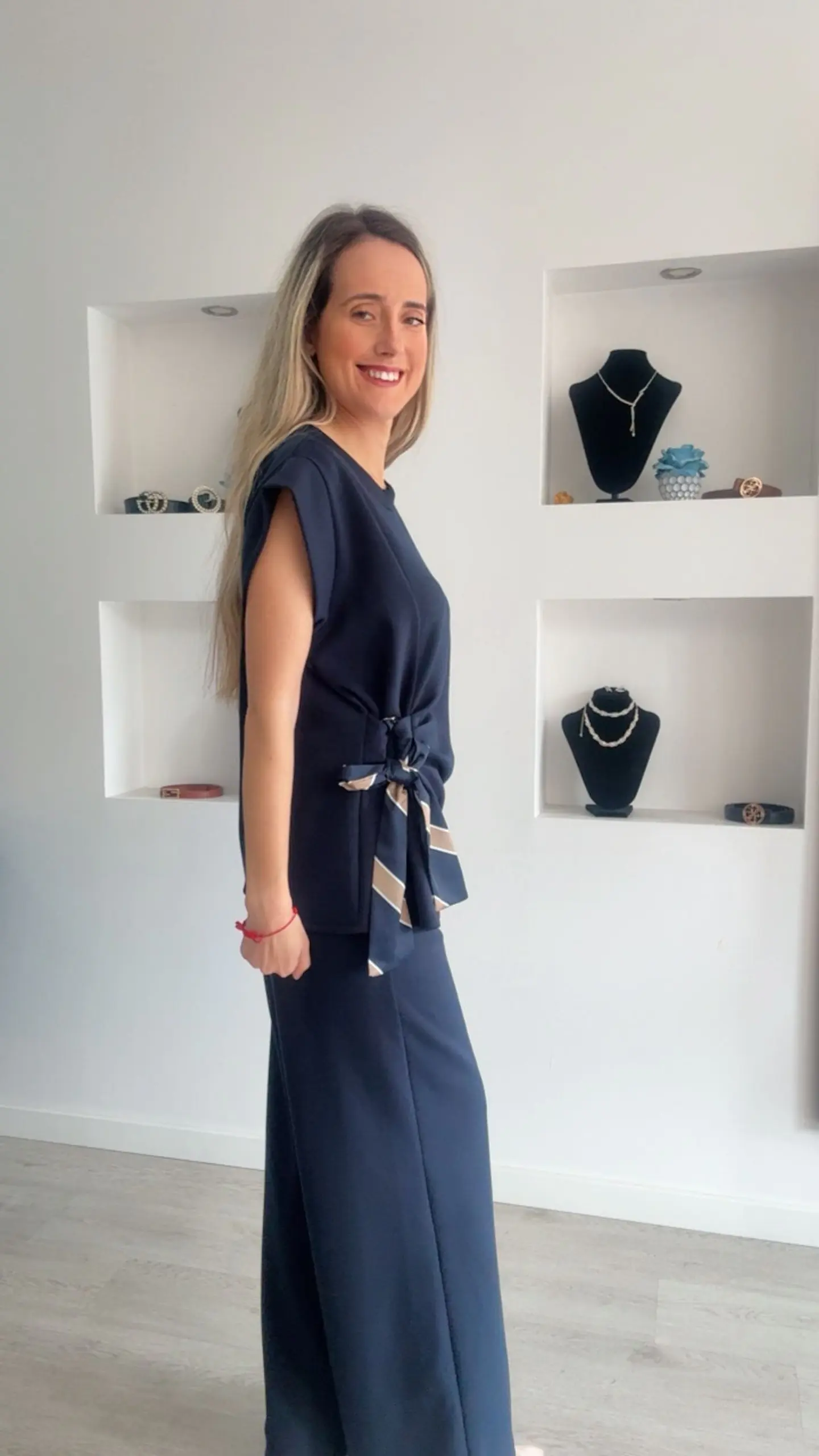 Conjunto túnica e calça com detalhe de laço em cetim - TU 13