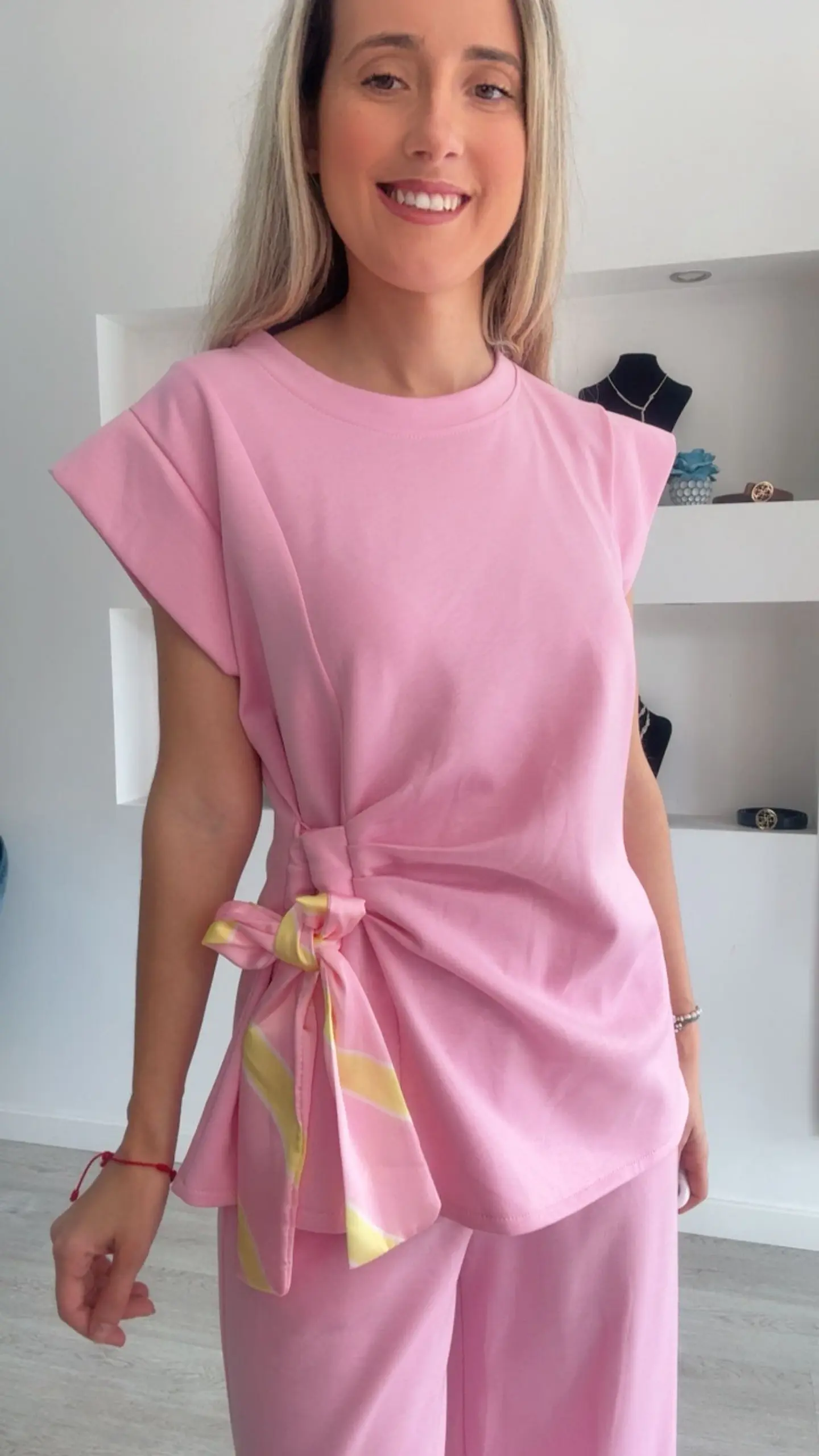 Conjunto túnica e calça com detalhe de laço em cetim - TU 16