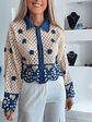 Casaco em crochet com detalhes em azul - TU - thumbnail 1
