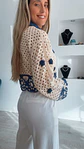 Casaco em crochet com detalhes em azul - TU - vignette 2