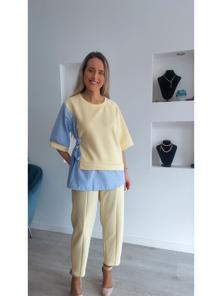 Conjunto calça e blusa com detalhes em camisa - TU 1