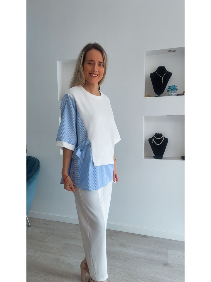 Conjunto calça e blusa com detalhes em camisa - TU 6