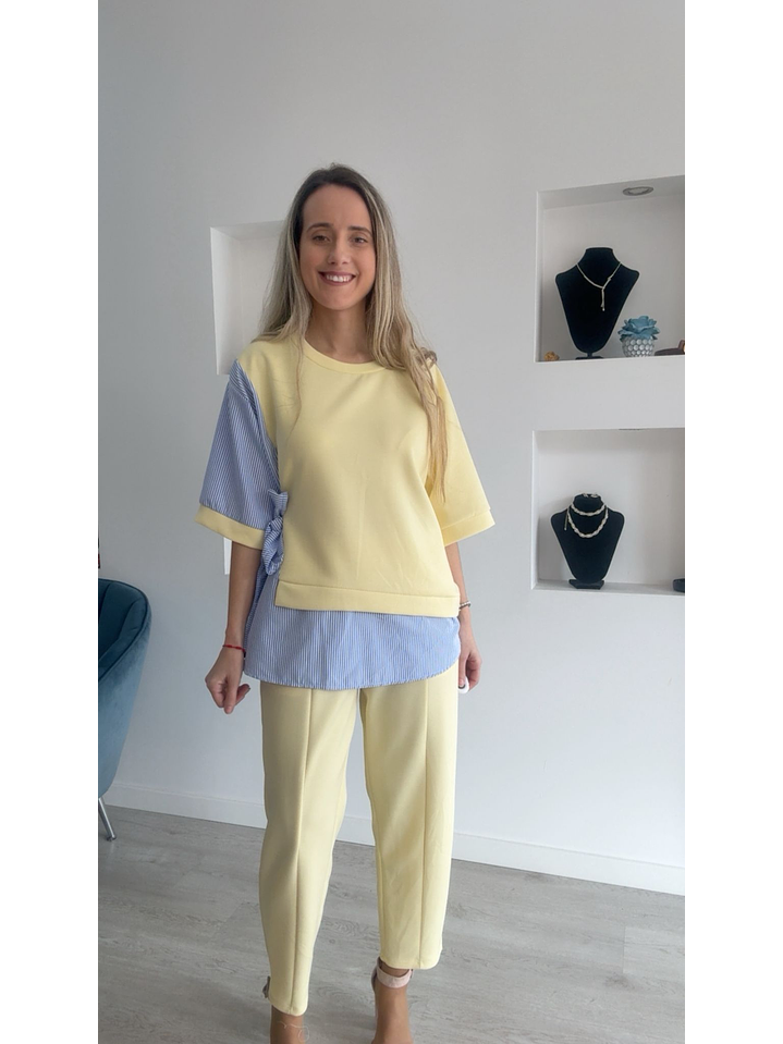 Conjunto calça e blusa com detalhes em camisa - TU 2