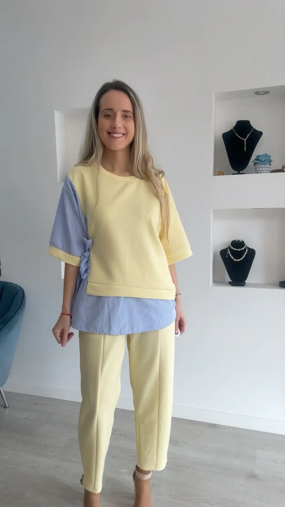 Conjunto calça e blusa com detalhes em camisa - TU 8