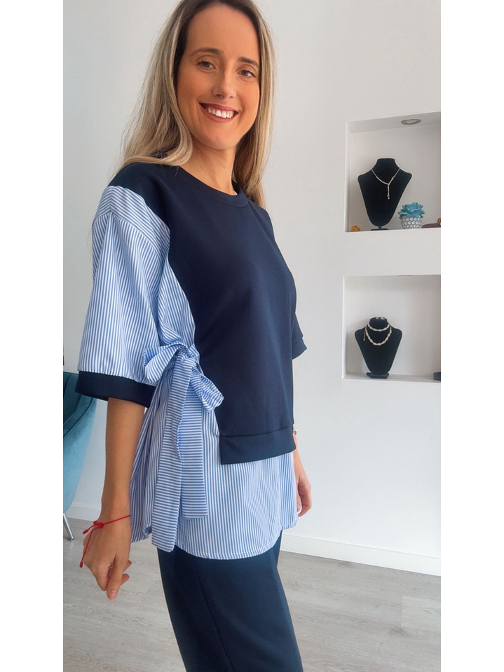 Conjunto calça e blusa com detalhes em camisa - TU 12