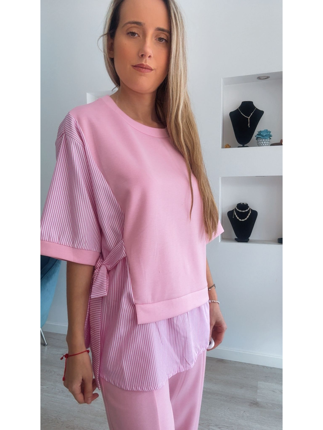 Conjunto calça e blusa com detalhes em camisa - TU 10