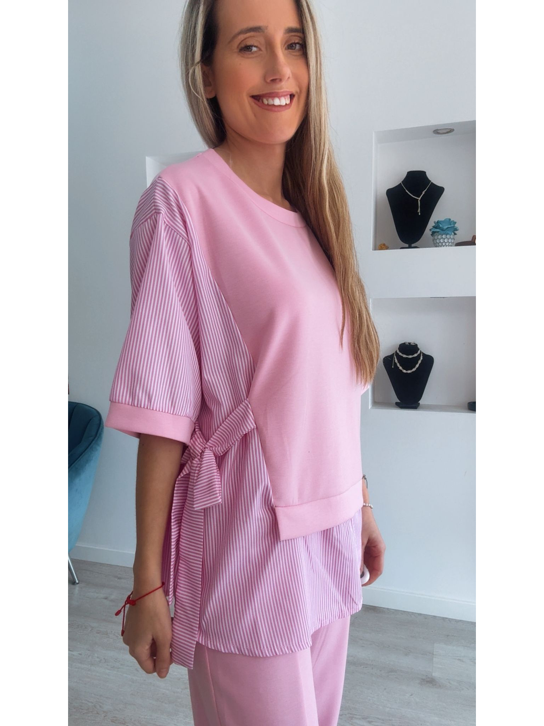 Conjunto calça e blusa com detalhes em camisa - TU 9